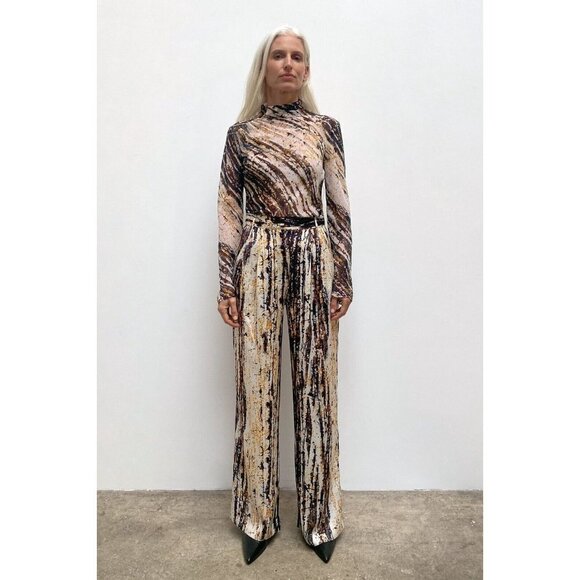 NWT Zara Wide Leg Abstract Print Trausers M - Picture 4 of 9